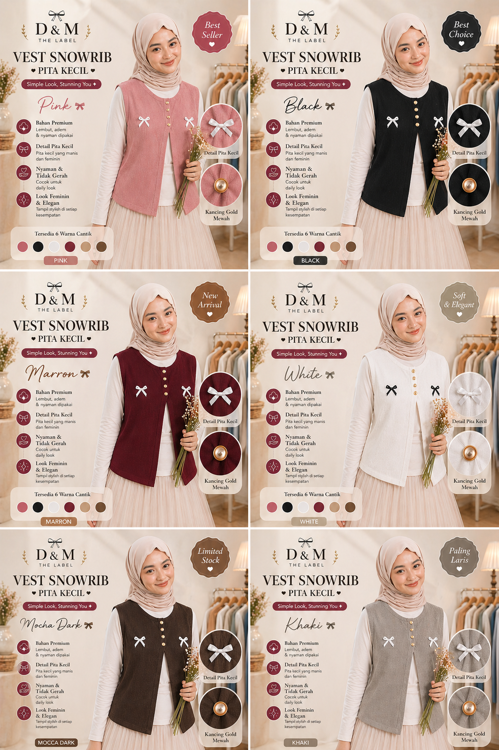 Vest Wanita Knit Snowrib Pita Kecil Outer Rajut Korean Style Tanpa Lengan Simple Elegant D&M The Label, foto 2