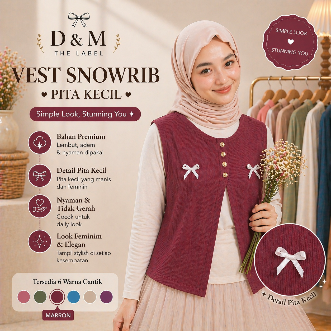 Vest Wanita Knit Snowrib Pita Kecil Outer Rajut Korean Style Tanpa Lengan Simple Elegant D&M The Label, foto 8